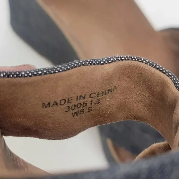 [TOMS] Sienna Iridescent  Black Denim Wedge Heel Sandals - 8.5 - Picture 10 of 11